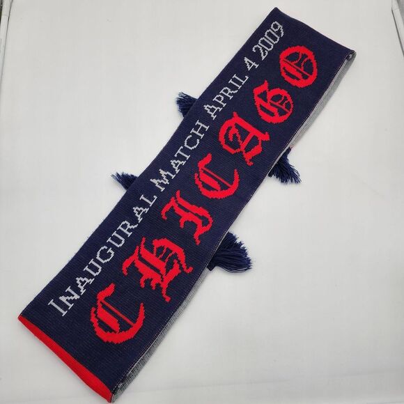 Chicago Red Stars Saint Louis Scarf Red Blue Gray 55"X7" RARE - Picture 8 of 10